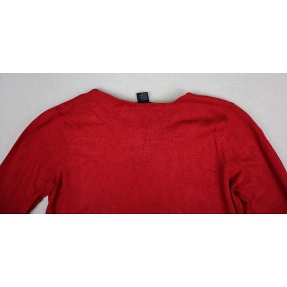 WEST END - WOMEN'S RED 3/4 SLEEVE BEADED PULLOVER SWEATER - SIZE M - Picture 9 of 9